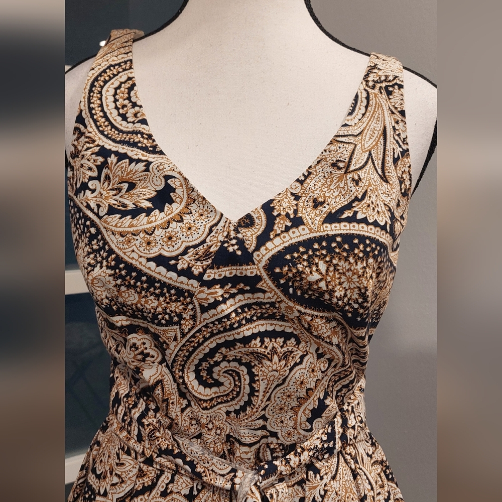 J. Crew Factory Black and Tan Paisley Maxi Dress - Picture 2 of 14